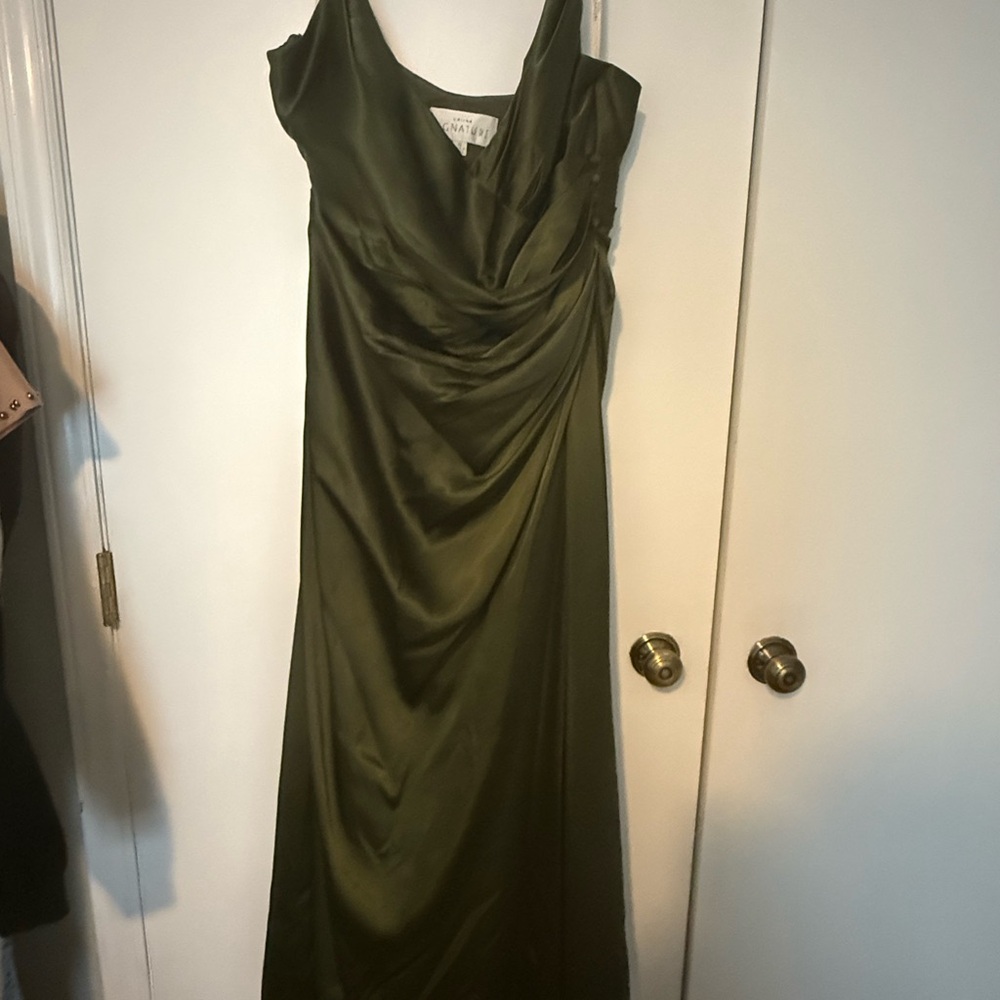 Lina Olive Satin Gown
